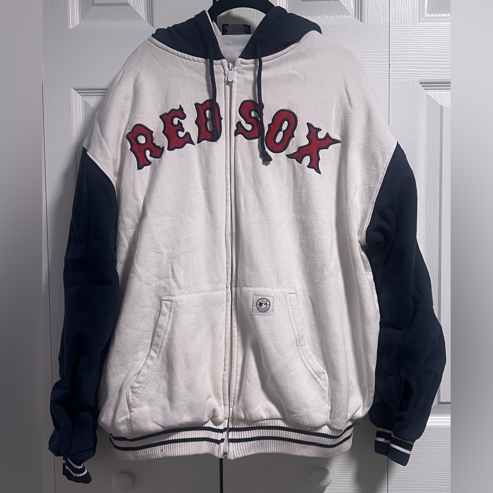 Stiches Boston Red Sox Thick Zip Up Hooded Sweatshirt